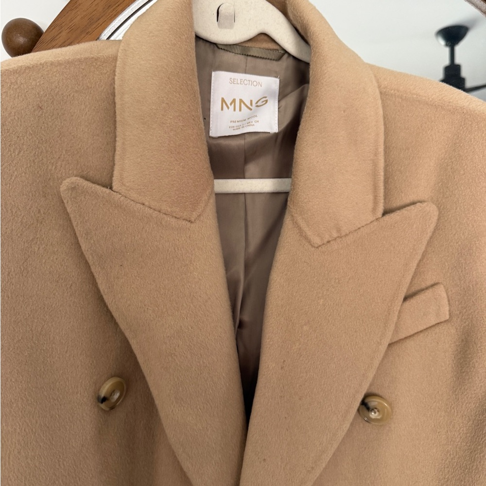 MANGO Double-Breasted camel wool Coat - Picture 2 of 3